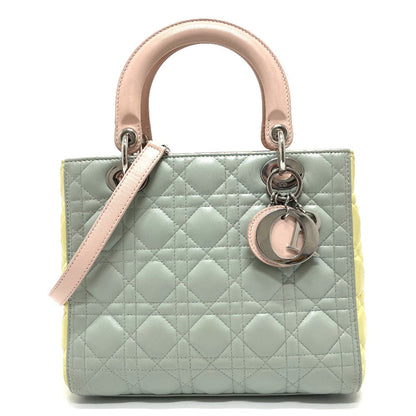 Dior Handbag leather blue x yellow x pink Canage Lady Dior Women