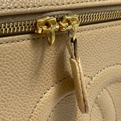 CHANEL Shoulder Bag Caviar skin beige CC COCO Mark Vanity bag
