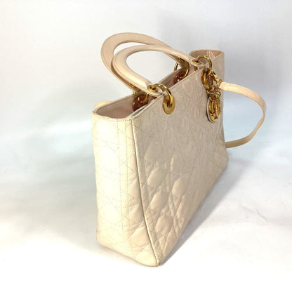 Dior Handbag Patent leather Beige type Lady Dior LADYDIOR Canage Women