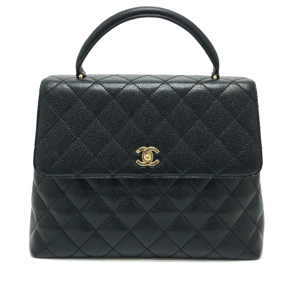 CHANEL Handbag Caviar skin black COCO Mark CC Matrasse quilting
