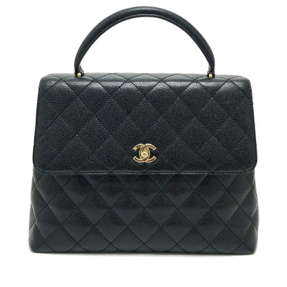 CHANEL Handbag Caviar skin black COCO Mark CC Matrasse quilting