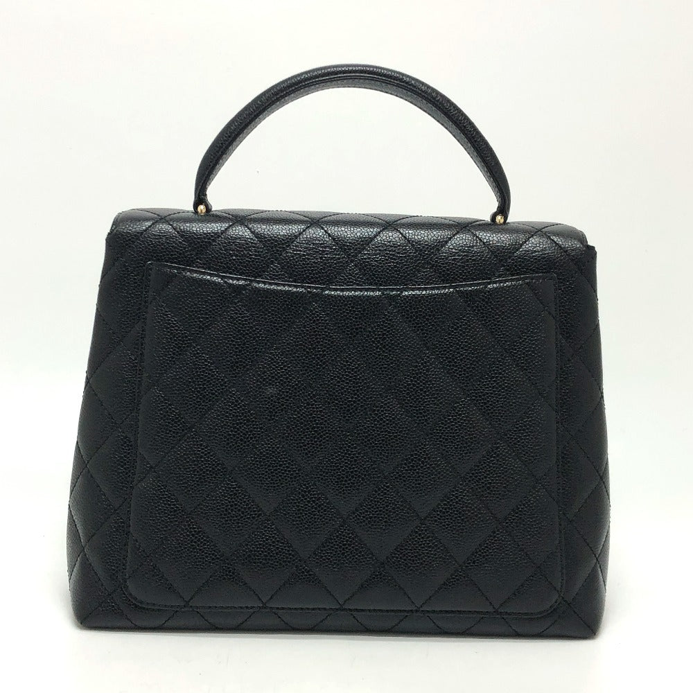 CHANEL Handbag Caviar skin black COCO Mark CC Matrasse quilting