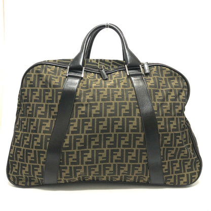 FENDI Boston Duffel bag Nylon / leather khaki Zucca FF logo mens(Unisex)