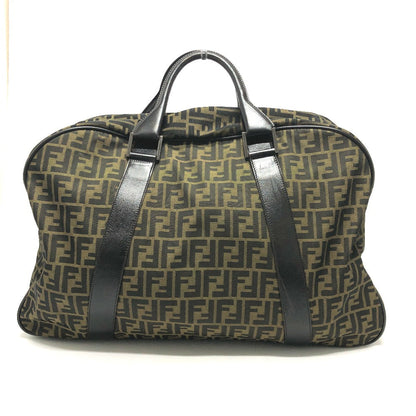 FENDI Boston Duffel bag Nylon / leather khaki Zucca FF logo mens(Unisex)