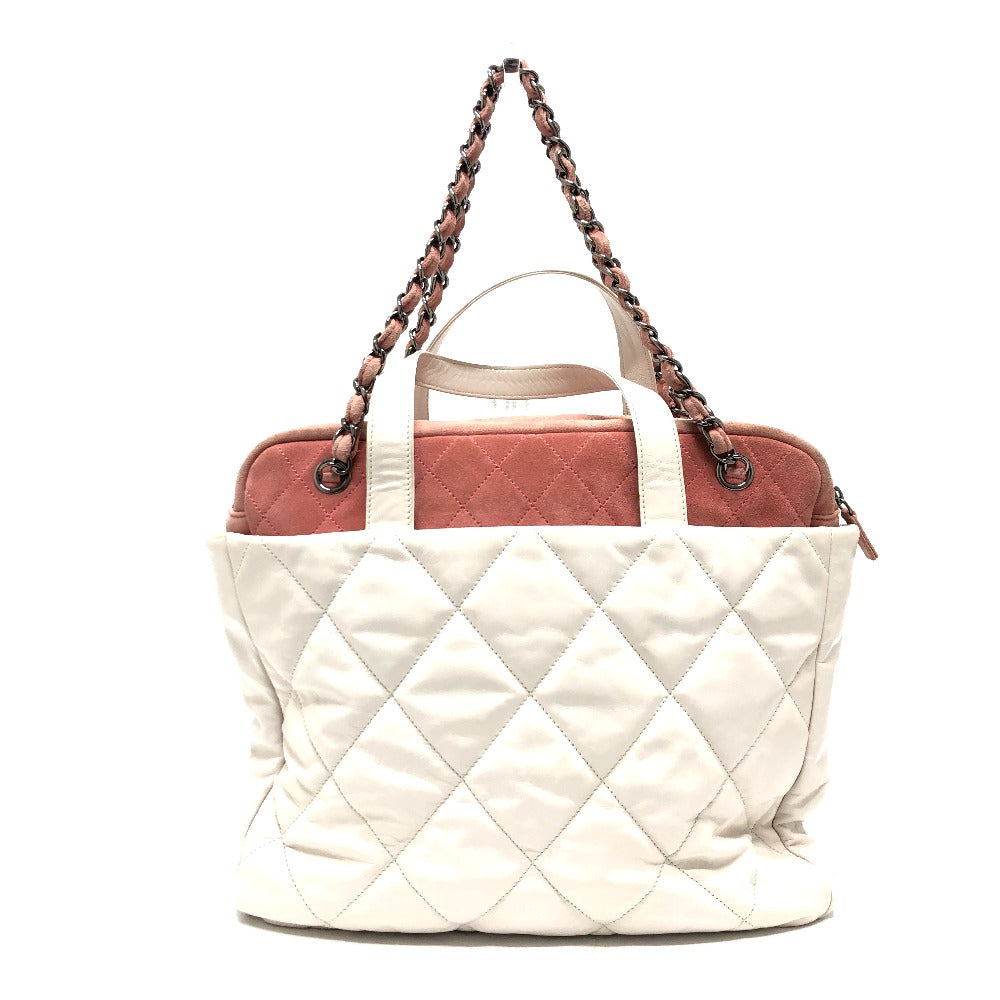 CHANEL Shoulder Bag Leather / suede white CC COCO Mark Portobello Matelasse Women
