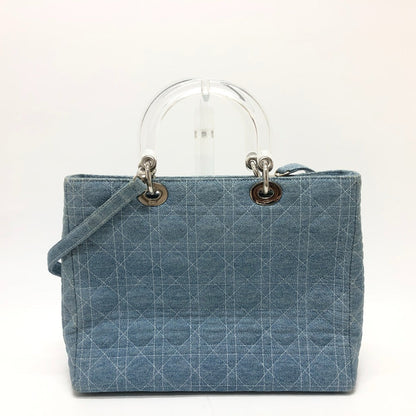 Dior Handbag canvas blue Canage Lady Dior Medium Women