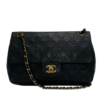 CHANEL Shoulder Bag lambskin black COCO Mark Matrasse