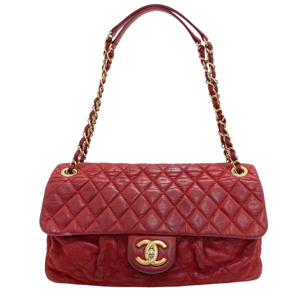 CHANEL Shoulder Bag leather Red Double Chain bag Matrasse COCO Mark Single flap Women