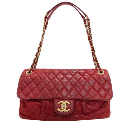 CHANEL Shoulder Bag leather Red Double Chain bag Matrasse COCO Mark Single flap Women