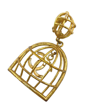 CHANEL Earring Gold Plated gold 93A COCO Mark birdcage Women