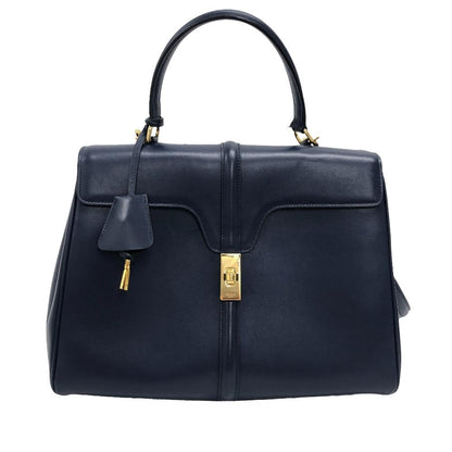 CELINE Shoulder Bag leather Navy 2WAY handbag Women