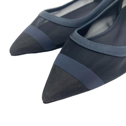FENDI pumps leather Navy Flat Pumps 37 mesh Women 37 1/2