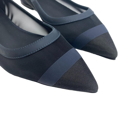 FENDI pumps leather Navy Flat Pumps 37 mesh Women 37 1/2