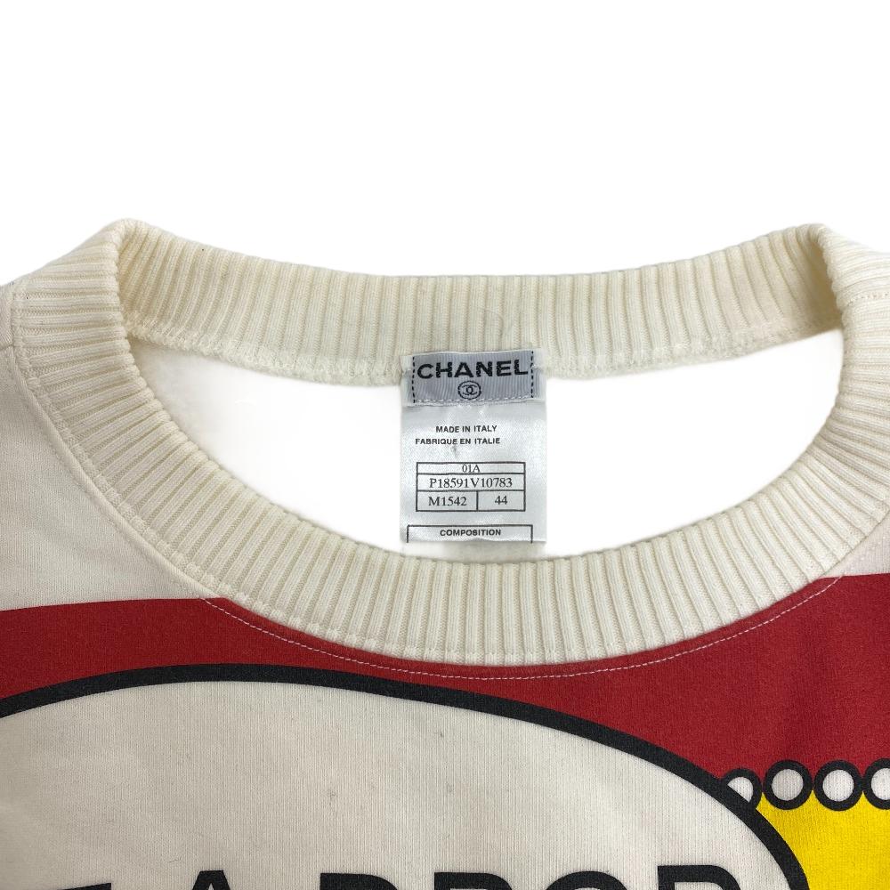 CHANEL sweat P18591V10783 Cotton, Acrylic Ivory 44 01A COCO Mark Mademoiselle Women