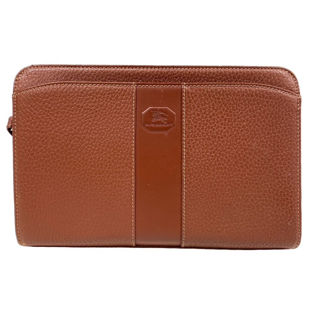 BURBERRY business bag leather Brown clutch bag embossed Carriage mens