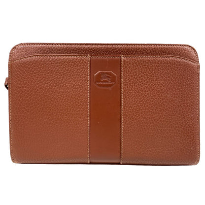 BURBERRY business bag leather Brown clutch bag embossed Carriage mens