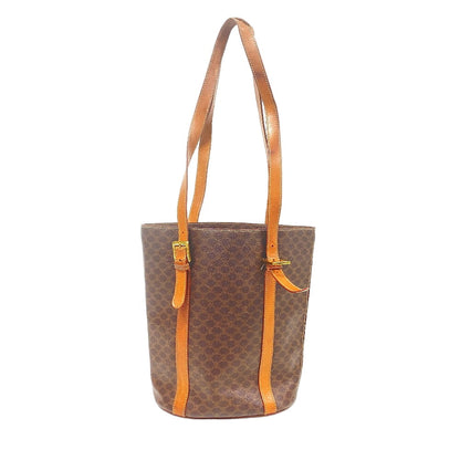 CELINE Tote Bag leather Brown one belt Macadam Women