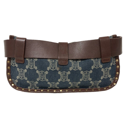 CELINE Sling bag Denim, Leather blue Waist pouch Macadam Triomphe Women