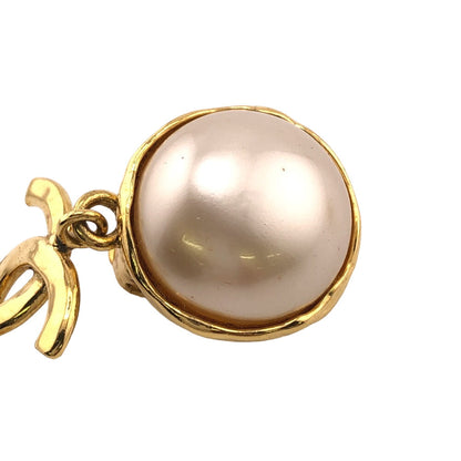 CHANEL Earring Gold Plated gold 94P Fake pearl COCO Mark Women