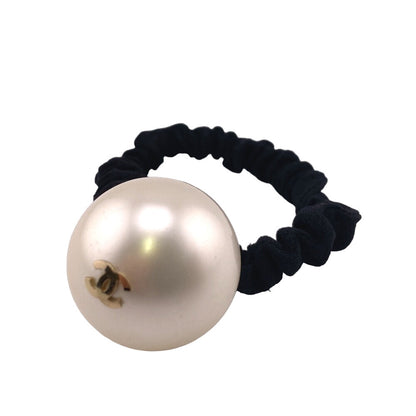CHANEL hair accessory Gold Plated black Fake pearl COCO Mark