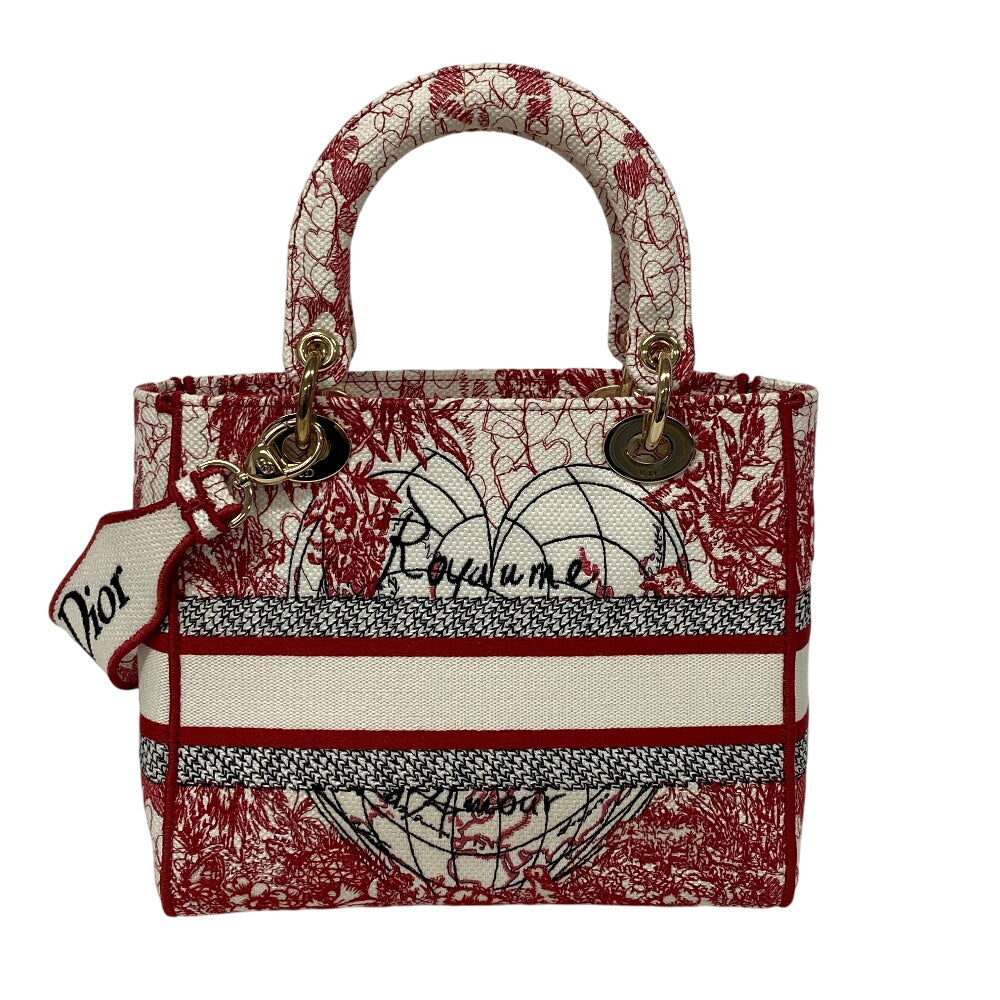 Christian Dior Handbag canvas Red 2WAY handbag Lady Delight Medium Women