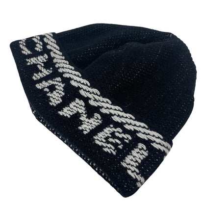 CHANEL Knit cap cashmere black 22K logo Women