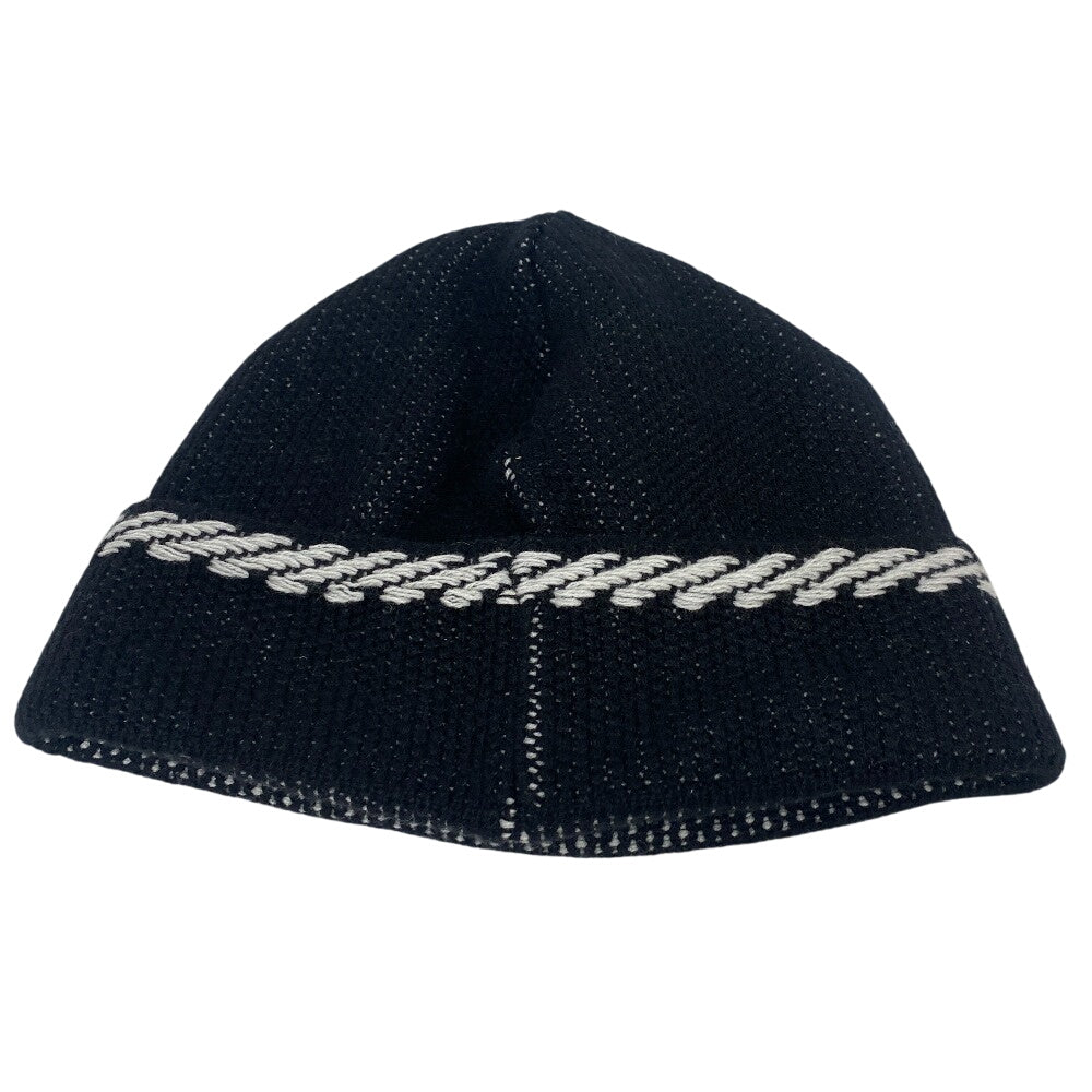 CHANEL Knit cap cashmere black 22K logo Women