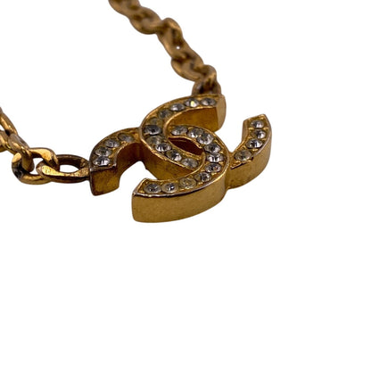 CHANEL Necklace Gold Plated gold 3312 Rhinestone COCO Mark Women