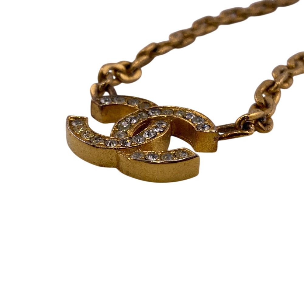 CHANEL Necklace Gold Plated gold 3312 Rhinestone COCO Mark Women