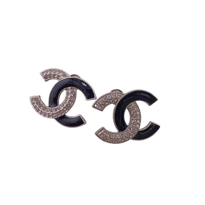 CHANEL Pierce A23K Silver, Rhinestone Silver COCO Mark Women