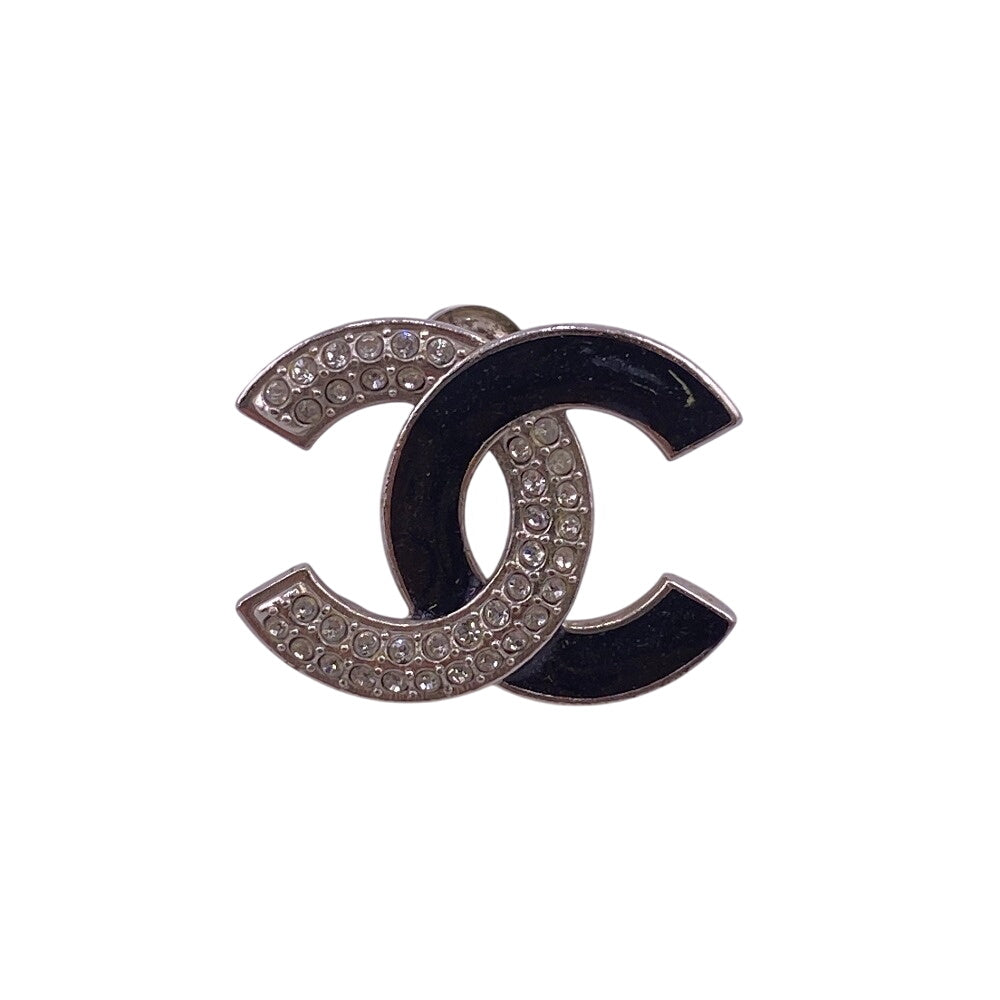 CHANEL Pierce A23K Silver, Rhinestone Silver COCO Mark Women