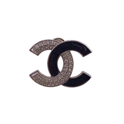 CHANEL Pierce A23K Silver, Rhinestone Silver COCO Mark Women