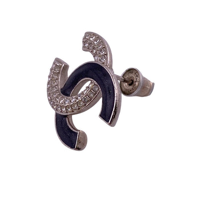CHANEL Pierce A23K Silver, Rhinestone Silver COCO Mark Women