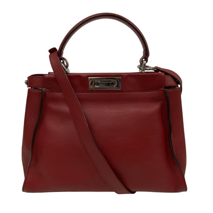 FENDI Handbag 8BN290 leather Red 2WAY Shoulder Bag Peek-a-boo regular Women
