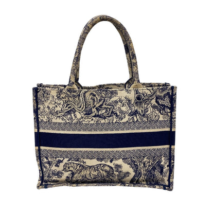 Christian Dior Tote Bag canvas white Toile de Jouy Embroidered Women