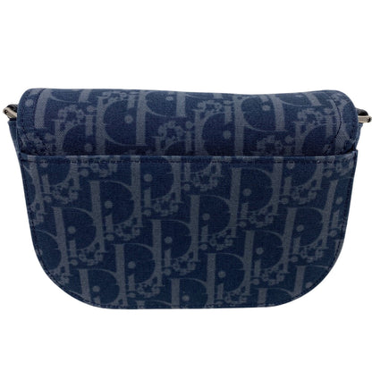 Christian Dior Shoulder Bag Canvas, Leather Navy Oblique Gallop Women