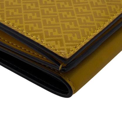 FENDI Tri-fold wallet 7M0280 leather yellow FF logo