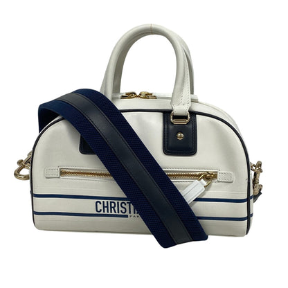 Christian Dior Handbag leather white 83-MA-0212X Vibe Bowling bag Women