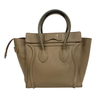 CELINE Handbag leather beige Luggage micro shopper Women