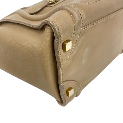 CELINE Handbag leather beige Luggage micro shopper Women