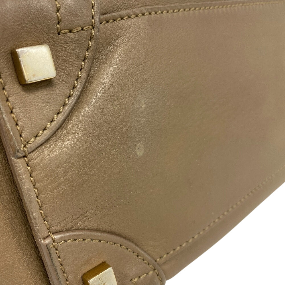 CELINE Handbag leather beige Luggage micro shopper Women