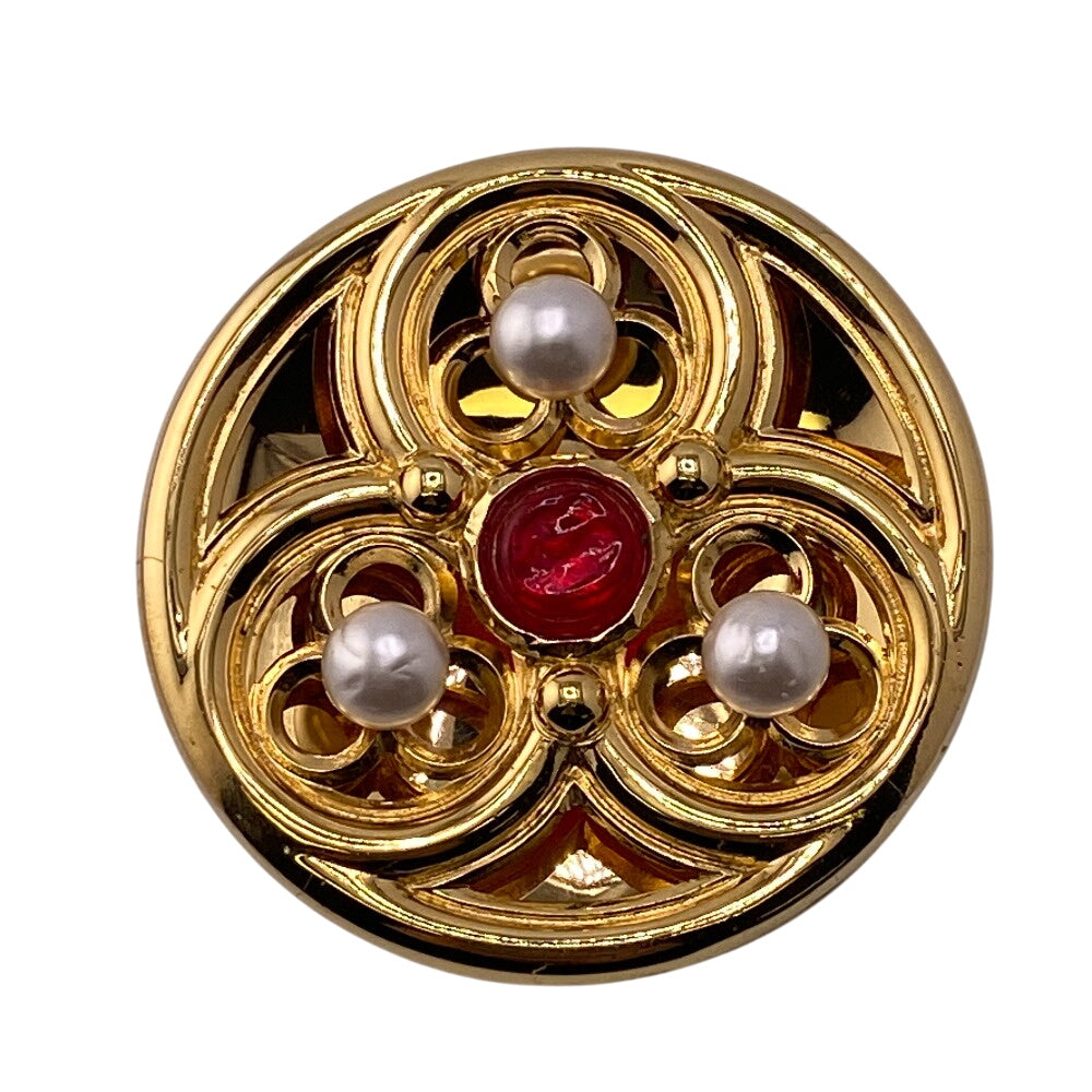 CHANEL Brooch Gold Plated, Faux Pearl gold