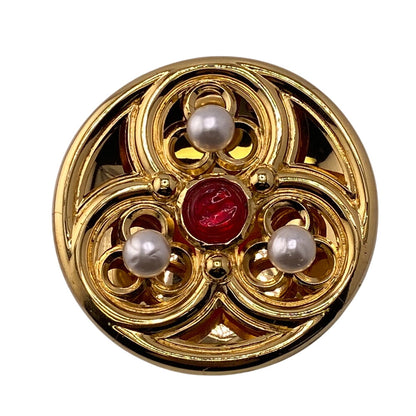 CHANEL Brooch Gold Plated, Faux Pearl gold