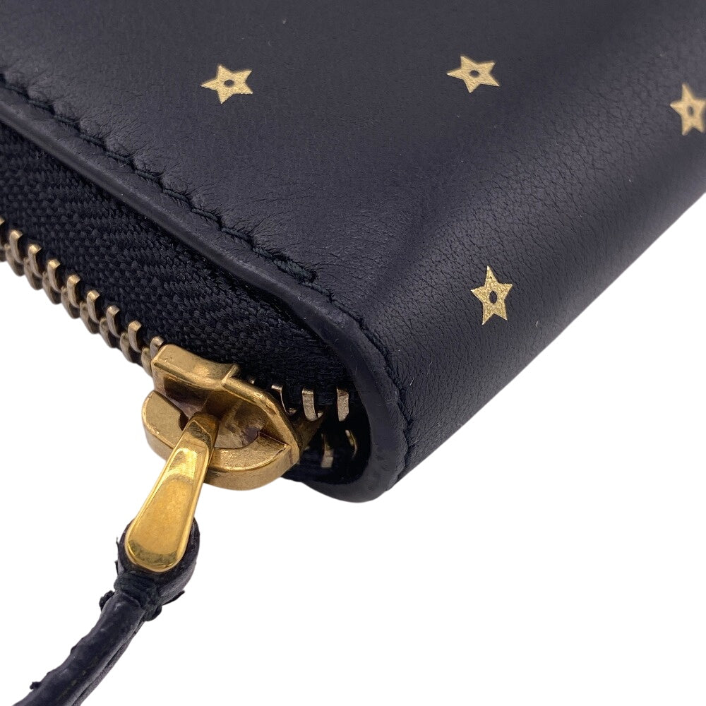 Christian Dior Long Wallet Purse leather black Stars Collection Women(Unisex)
