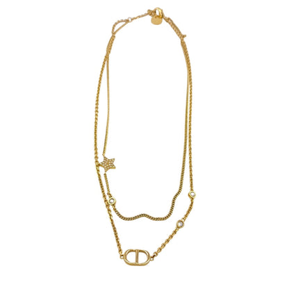 Dior Necklace Metal, Crystal gold double Star Petit CD Petit CD Women
