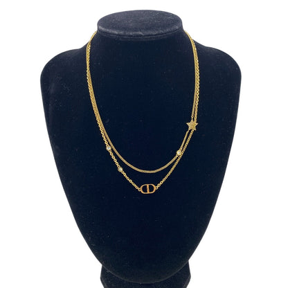 Dior Necklace Metal, Crystal gold double Star Petit CD Petit CD Women
