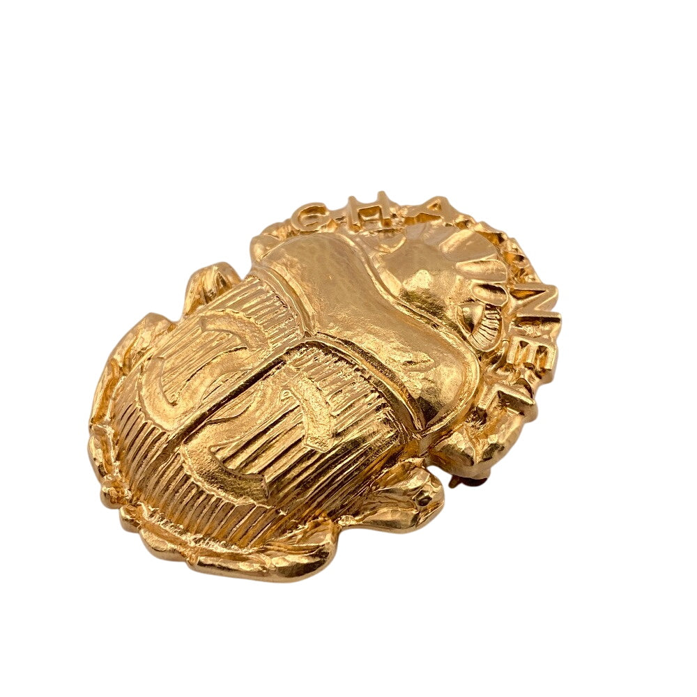CHANEL Brooch Gold Plated gold COCO Mark logo Scarab motif