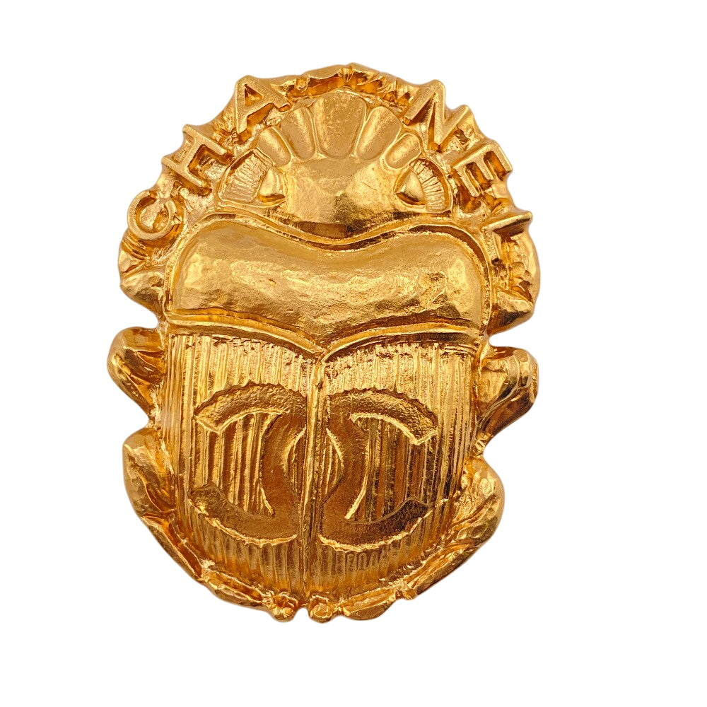 CHANEL Brooch Gold Plated gold COCO Mark logo Scarab motif