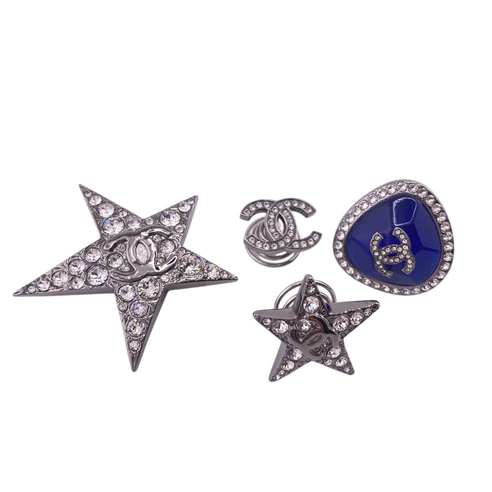 CHANEL hair accessory B22C Gold Plated blue COCO Mark Star Rhinestone Star motif