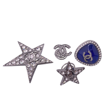 CHANEL hair accessory B22C Gold Plated blue COCO Mark Star Rhinestone Star motif